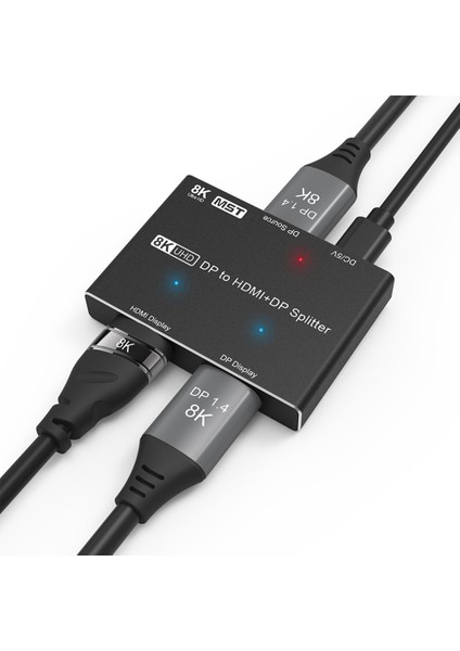 8k Dp - HDMI Uyumlu + Dp Video Ayırıcı 8K@30Hz 4K@120Hz (Yurt Dışından) modelleri