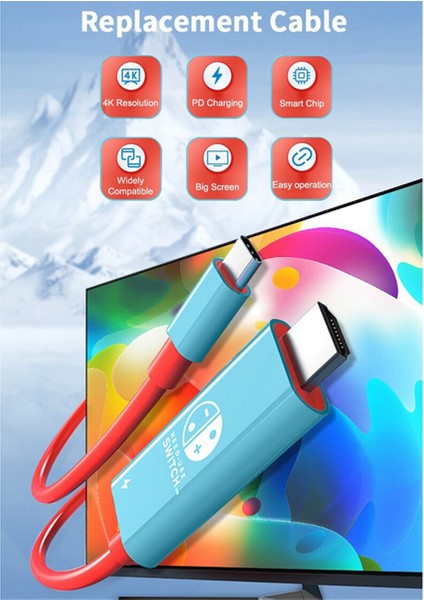 Nintendo Switch Type C - HDMI Uyumlu Kablo, Siyah-Beyaz (Yurt Dışından)