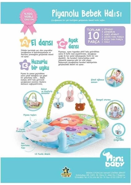 Nessiworld ER-111 Pianolu Bebek Halısı -Erdem Oyuncak