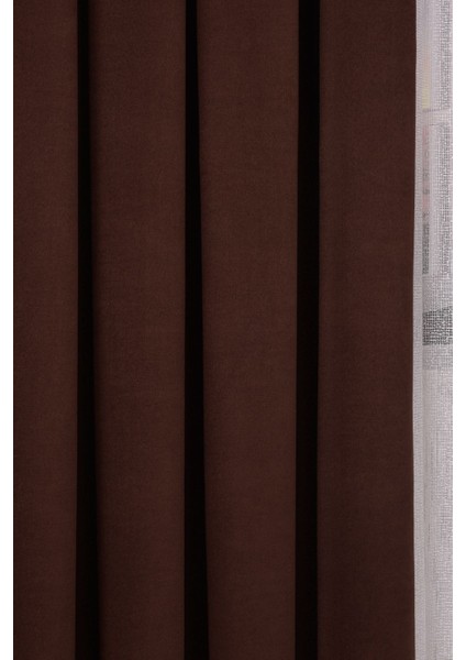 Kahverengi Düz Ada Fon Perde V-28 Tek Kanat 1x3 Sık Pile fiyatları