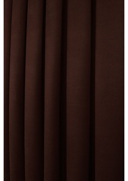 Kahverengi Düz Ada Fon Perde V-28 Tek Kanat 1x3 Sık Pile modelleri