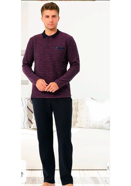 %100 Pamuk Selanik Örme Uzun Kol Erkek Pijama Takımı Kışlık