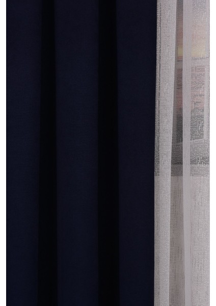 Lacivert Düz Ada Fon Perde V-32 Tek Kanat 1x3 Sık Pile fiyatları