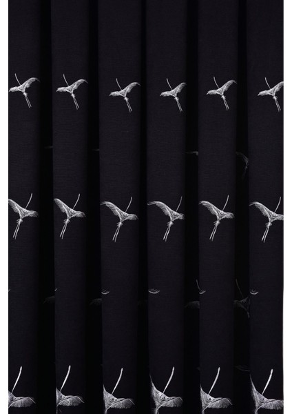 Anka Kuşu Nakışlı Siyah Fon Perde Tek Kanat 1x3 Sık Pile indirimleri