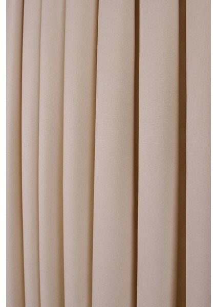 Ekru Düz Ada Fon Perde V-12489 Tek Kanat 1x3 Sık Pile modelleri