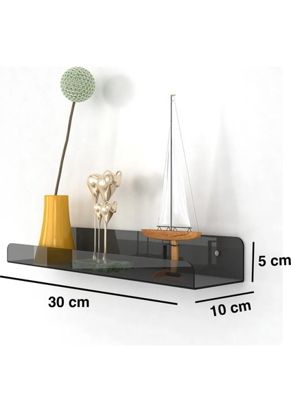 Transparan Füme Duvar Raf (30 cm x 10 cm ) fiyatları