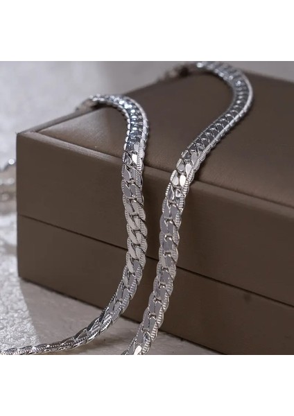 Silver ve Gold Seçenekli Ezme Yassı Yılan Çelik Unisex Kolye Bileklik Set modelleri