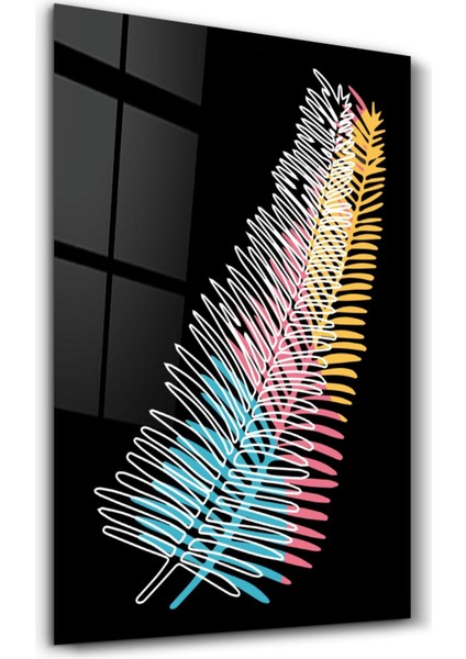 Modern Line Abstract V14 Dekorasyon Cam Duvar Tablosu