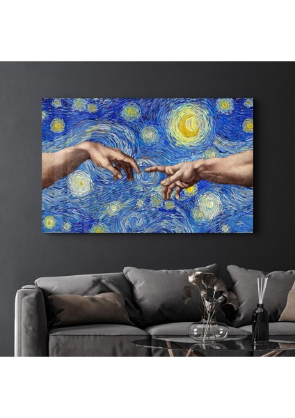Abstract Van Gogh Dekorasyon Cam Duvar Tablosu