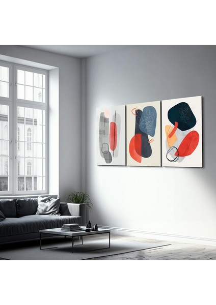 Abstract Shapes And Lines V2 - Trio Dekorasyon Cam Duvar Tablosu