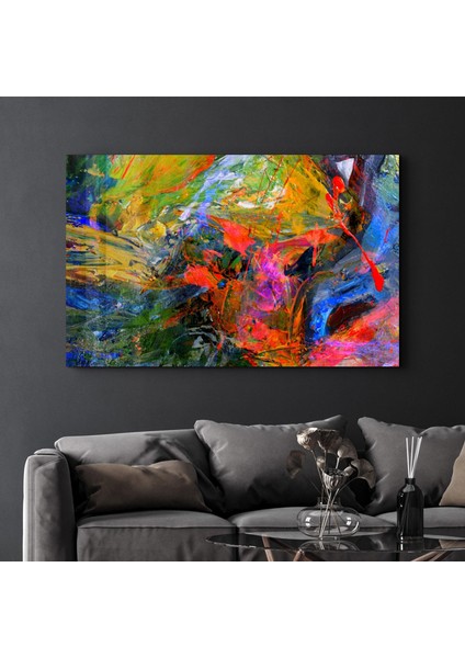 Abstract Colors Dekorasyon Cam Duvar Tablosu