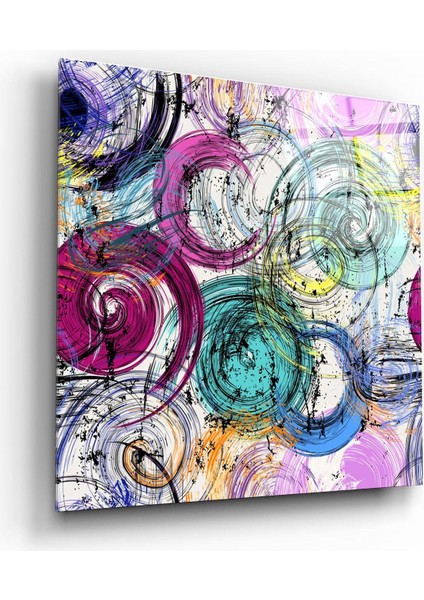 Abstract Swirls And Circles Dekorasyon Cam Duvar Tablosu