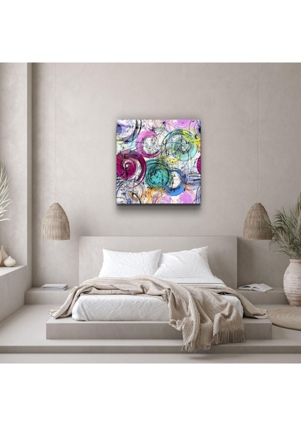 Abstract Swirls And Circles Dekorasyon Cam Duvar Tablosu