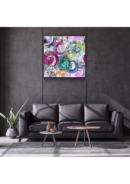 Abstract Swirls And Circles Dekorasyon Cam Duvar Tablosu