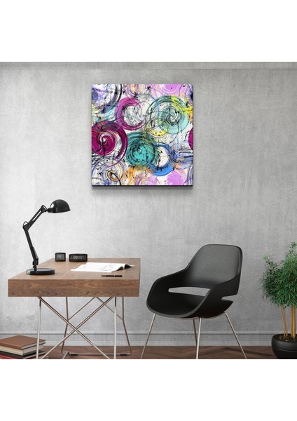 Abstract Swirls And Circles Dekorasyon Cam Duvar Tablosu