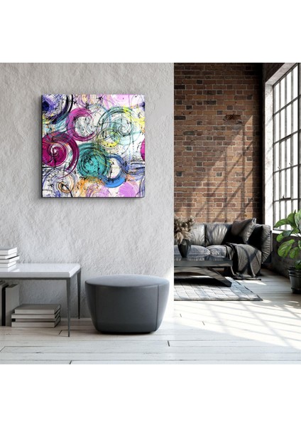 Abstract Swirls And Circles Dekorasyon Cam Duvar Tablosu