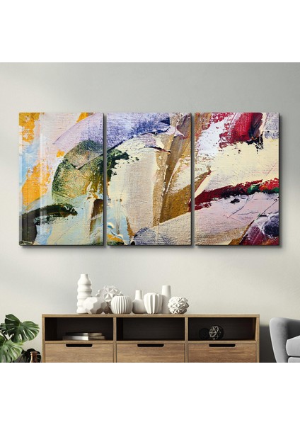 Abstract Oil Paint Patterns - Trio Dekorasyon Cam Duvar Tablosu