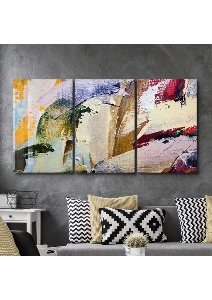 Abstract Oil Paint Patterns - Trio Dekorasyon Cam Duvar Tablosu