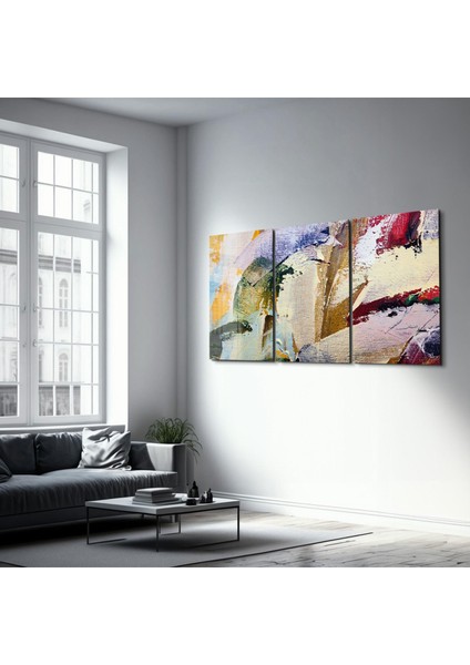 Abstract Oil Paint Patterns - Trio Dekorasyon Cam Duvar Tablosu