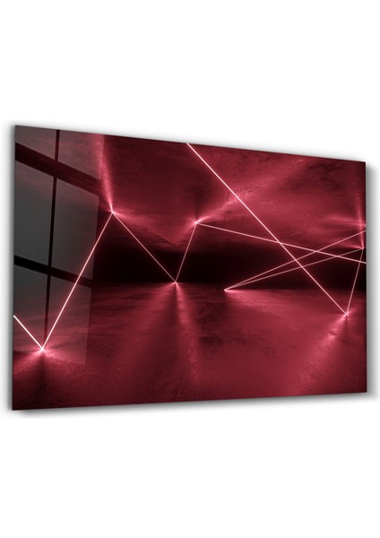 Abstract Neon Lines Dekorasyon Cam Duvar Tablosu