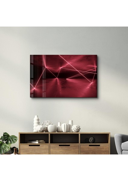 Abstract Neon Lines Dekorasyon Cam Duvar Tablosu