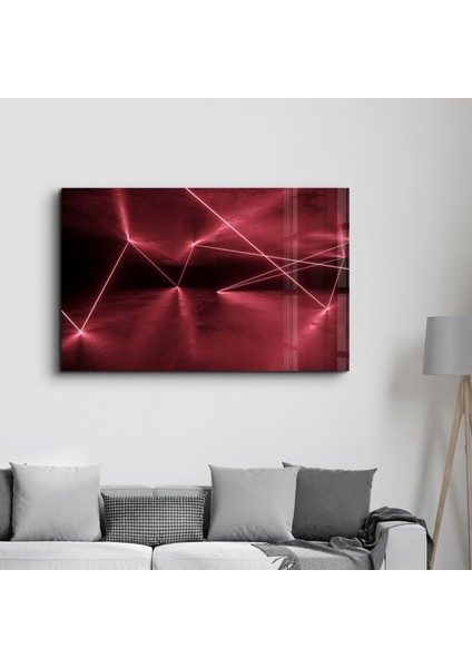 Abstract Neon Lines Dekorasyon Cam Duvar Tablosu