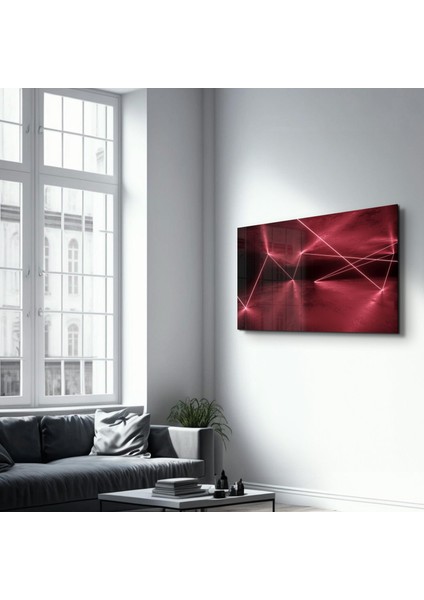 Abstract Neon Lines Dekorasyon Cam Duvar Tablosu