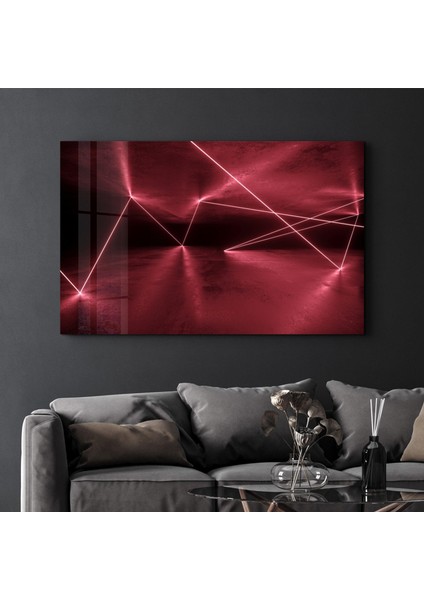 Abstract Neon Lines Dekorasyon Cam Duvar Tablosu
