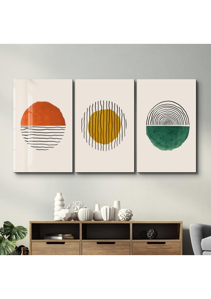 Abstract Sun - Trio Dekorasyon Cam Duvar Tablosu