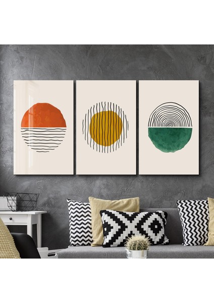 Abstract Sun - Trio Dekorasyon Cam Duvar Tablosu