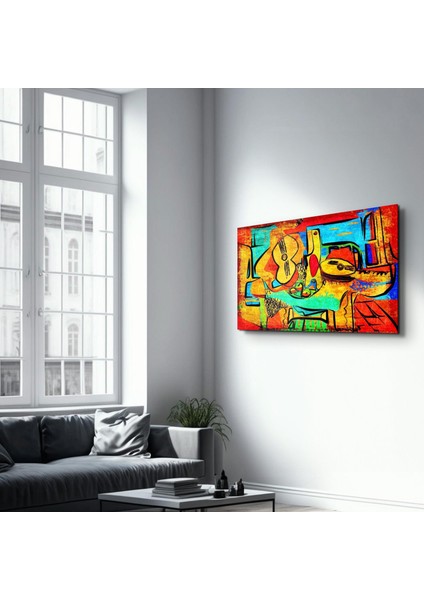 Abstract Musician Dekorasyon Cam Duvar Tablosu