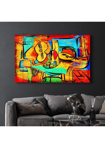 Abstract Musician Dekorasyon Cam Duvar Tablosu