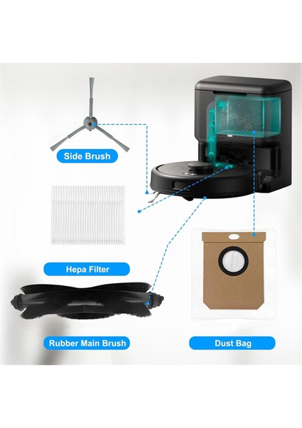 14 Adet Aksesuar Kiti Clean L50 / L50 / L60 Hibrit Robot Süpürge Ana Yan Fırça Filtreleri Toz Torbası (Yurt Dışından)