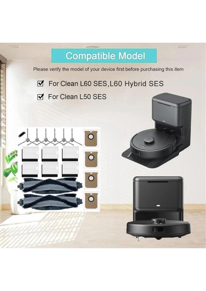 Clean L60 / Hybrid L50 Robot Süpürge Ana Yan Fırça Hepa Filtre Toz Torbaları Aksesuarları (Yurt Dışından)