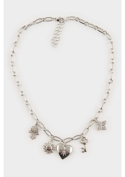 Kadın Silver Detaylı Charm Kolye E4468AXNS