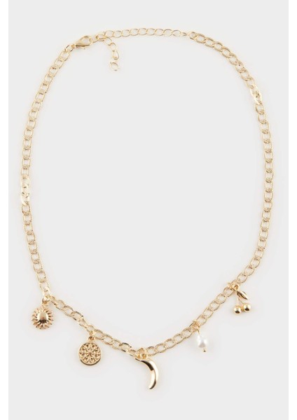 Kadın Gold Detaylı Charm Kolye E4472AXNS