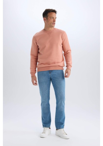 Regular Fit Bisiklet Yaka Kalın Basic Düz Sweatshirt T3777AZ25SP