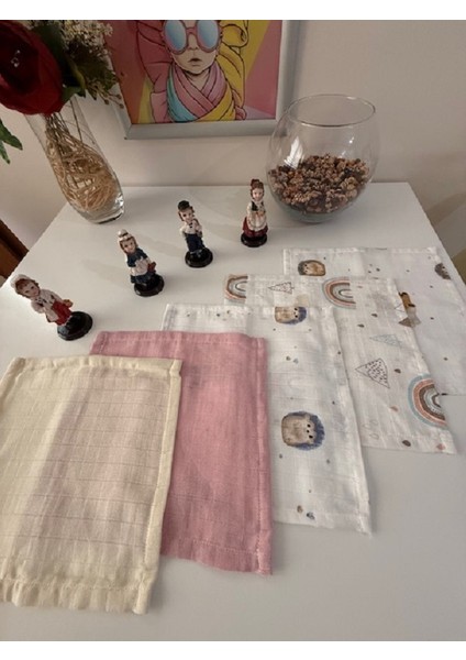 Baby Kety, 5'li Çok Amaçlı Mendil- Bebek Mendili %100 Pamuk 25X25