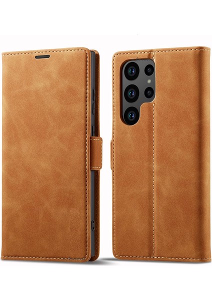 Samsung Galaxy S25 Ultra Kılıf 360 Tam Kaplar Deri Dokulu Kapaklı Cüzdan Standlı Kartvizitli Kopçalı Kapak Kartlıklı