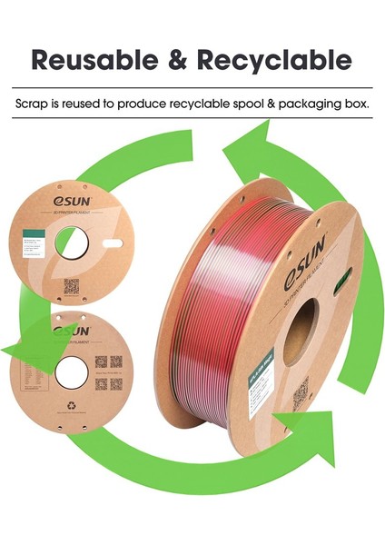 Urhanshop Esun Epla-Silk Magic Filament Kırmızı-Yeşil