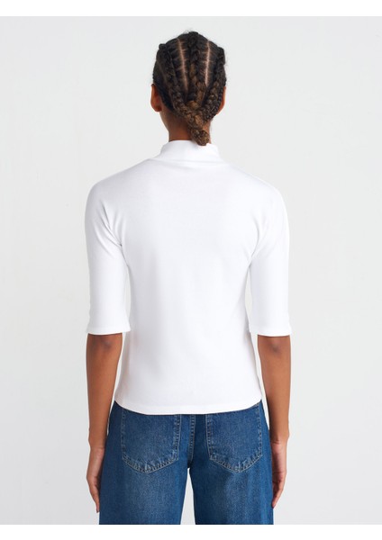 31244 Dik Yaka T-Shirt-Beyaz fırsatları
