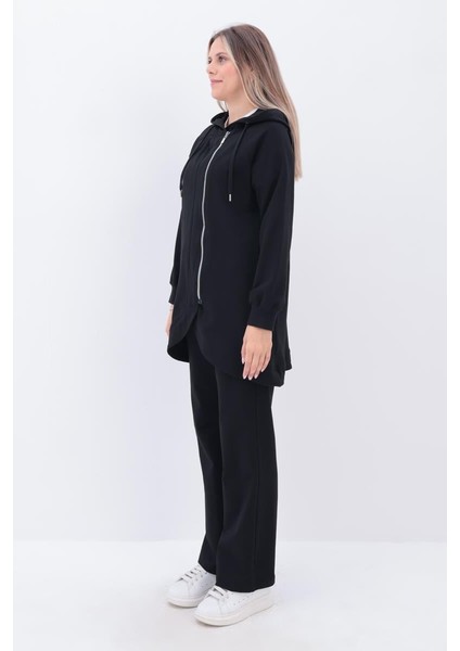 Siyah-Yandan Fermuarlı Cepli Eşofman Takımı modelleri