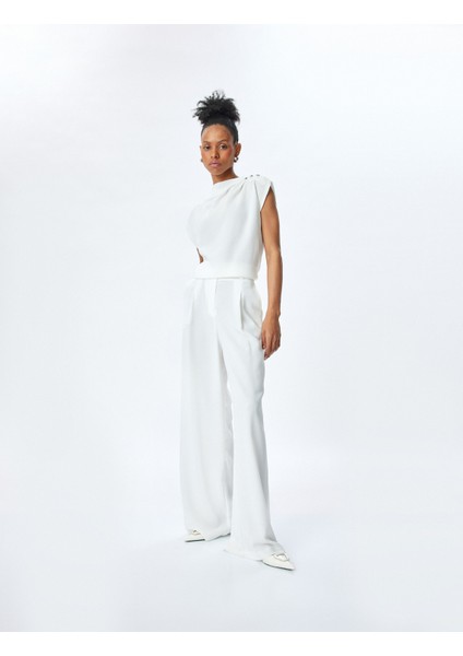 Düğme Detaylı Drape Detaylı Kolsuz Bluz fiyatları