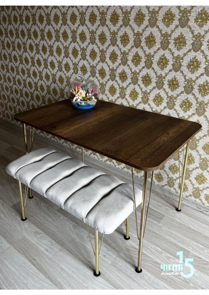 Gold Metal Ayaklı 70 x 110 Barok Mutfak Masası -Balkon-Çalışma Masası