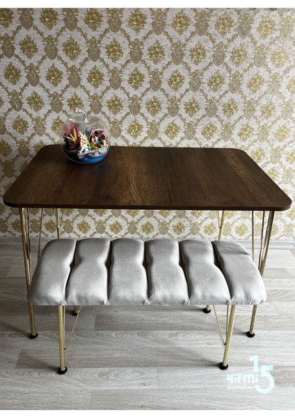 Gold Metal Ayaklı 70 x 110 Barok Mutfak Masası -Balkon-Çalışma Masası