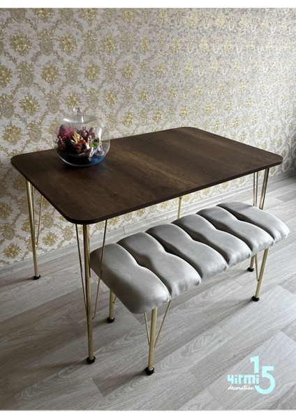 Gold Metal Ayaklı 70 x 110 Barok Mutfak Masası -Balkon-Çalışma Masası