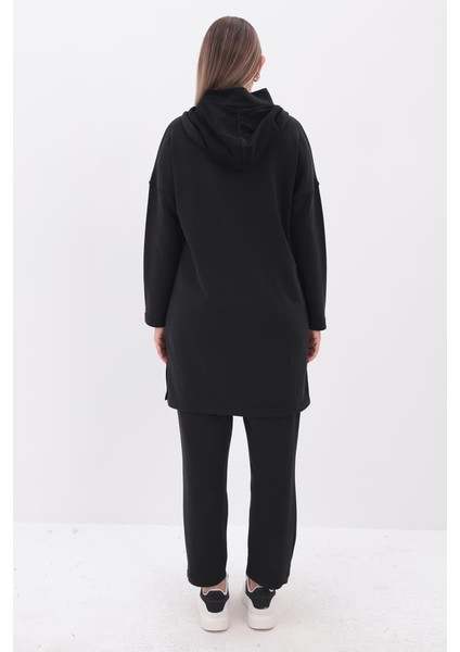 Siyah-Robalı Kapüşonlu Pantolonlu Takım fırsatları