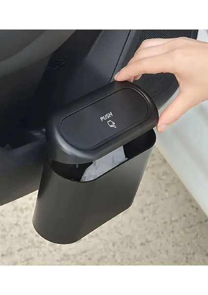 Araba Oto Çöp Kutusu Portatif Araç Içi Taşınabilir Kapaklı Organizer Çöp Kovası Itme Kapaklı Kova