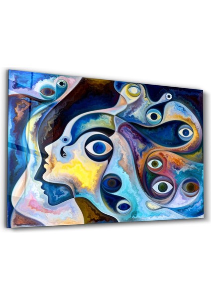 Eyes Abstract Dekorasyon Cam Duvar Tablosu
