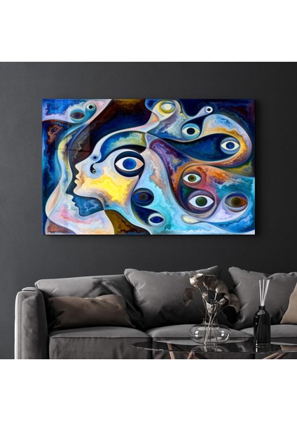Eyes Abstract Dekorasyon Cam Duvar Tablosu